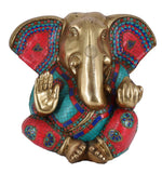White Whale Lord Ganesh Brass Idol Long Ear Ganesha Statue Elephant God Head Brass Figurine Home Décor