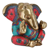White Whale Lord Ganesh Brass Idol Long Ear Ganesha Statue Elephant God Head Brass Figurine Home Décor