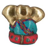 White Whale Lord Ganesh Brass Idol Long Ear Ganesha Statue Elephant God Head Brass Figurine Home Décor