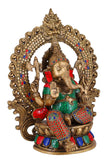 White Whale Lord Mangalkari Ganesha Sitting On Singhasan Bhagwan Idol Ganesha Statue Ganpati Murti Home Décor