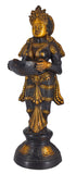 White Whale Brass Deeplaxmi Statue/Hand Carved Religious Standing Goddess Lakshmi/Diwali Oil Lamp Laxmi/Diya Holding Lady/Temple Decor Art