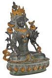 White Whale Tara Buddha Idol Tibetan Buddhism Yin Kwan Goddess Buddhist Statue -Antique Buddha Brass Sculpture