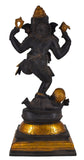 White Whale Lord Dancing Ganesha Brass Statue Religious Strength God Sculpture Idol -20 Inches