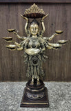White Whale Brass DeepLaxmi statue with diya holder space - Welcome lady for positive energy- Deep Lakshmi sculpture - Deeplakshmi idol