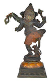 White Whale Lord Dancing Ganesha Brass Statue Religious Strength God Sculpture Idol