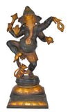 White Whale Lord Dancing Ganesha Brass Statue Religious Strength God Sculpture Idol