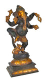White Whale Lord Dancing Ganesha Brass Statue Religious Strength God Sculpture Idol