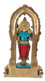 White Whale Standing Goddess Lakshmi with Prabhavali - Brass Statue for Home Decor Mandir Pooja