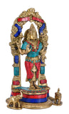 White Whale Standing Goddess Lakshmi with Prabhavali - Brass Statue for Home Decor Mandir Pooja