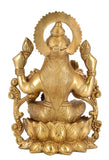 White Whale Hindu Goddess Maa Laxmi Idol Brass Statue Standing in Loltus Lakshmi for Temple Puja Home Decor Murti Office Gift Item Showpiece