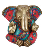 White Whale Lord Ganesh Brass Idol Long Ear Ganesha Statue Elephant God Head Brass Figurine Home Décor