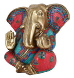 White Whale Lord Ganesh Brass Idol Long Ear Ganesha Statue Elephant God Head Brass Figurine Home Décor