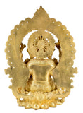 White Whale Brass Mangalkari Ganesha Sitting On Lotus Bhagwan Idol Ganesha Statue Ganpati Murti Home Decor- Height : 15 Inches