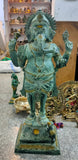 White Whale Lord Standing Ganesha Brass Statue Religious Strength God Sculpture Idol - 50 Inches