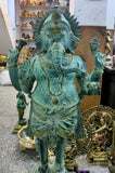 White Whale Lord Standing Ganesha Brass Statue Religious Strength God Sculpture Idol - 50 Inches