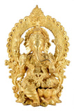 White Whale Brass Mangalkari Ganesha Sitting On Lotus Bhagwan Idol Ganesha Statue Ganpati Murti Home Decor- Height : 15 Inches