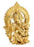 White Whale Brass Mangalkari Ganesha Sitting On Lotus Bhagwan Idol Ganesha Statue Ganpati Murti Home Decor- Height : 15 Inches