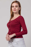 Whitewhale Casual Regular Sleeves Solid Women Maroon Top