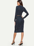 Whitewhale Women Two Piece Dark Blue Dress