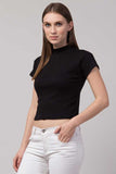 Whitewhale Casual Regular Sleeves Solid Women Black Top