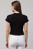 Whitewhale Casual Regular Sleeves Solid Women Black Top