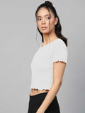 Whitewhale Casual Regular Sleeves Solid Women White Top