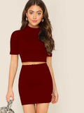 Whitewhale Women Two Piece Maroon Dress
