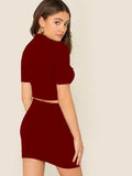 Whitewhale Women Two Piece Maroon Dress