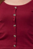 Whitewhale Casual Regular Sleeves Solid Women Maroon Top