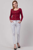 Whitewhale Casual Regular Sleeves Solid Women Maroon Top
