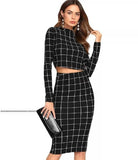Whitewhale Women Two Piece Black Dress
