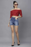 Whitewhale Casual Regular Sleeves Solid Women Maroon Top