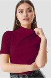 Whitewhale Casual Regular Sleeves Solid Women Maroon Top