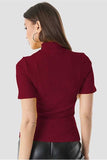 Whitewhale Casual Regular Sleeves Solid Women Maroon Top