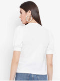 Whitewhale Casual Regular Sleeves Solid Women White Top