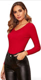 Whitewhale Casual Regular Sleeves Solid Women Red Top