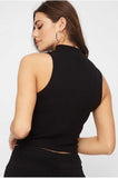 Whitewhale Casual Sleeveless Solid Women Black Top