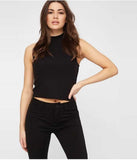 Whitewhale Casual Sleeveless Solid Women Black Top
