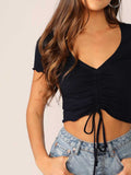 Whitewhale Casual Regular Sleeves Solid Women Black Top