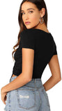 Whitewhale Casual Regular Sleeves Solid Women Black Top