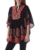 Whitewhale Womens Collar V Neck Rayon Kaftan Batik Poncho Kurti Top - Free Size