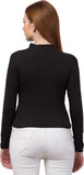 Whitewhale Casual Regular Sleeves Solid Women Black Top