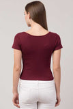 Whitewhale Casual Regular Sleeves Solid Women Maroon Top
