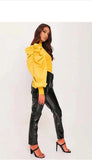 Whitewhale Casual Puff Sleeves Solid Women Mustard Top