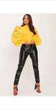 Whitewhale Casual Puff Sleeves Solid Women Mustard Top