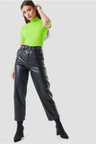 Whitewhale Casual Regular Sleeves Solid Women Neon Top