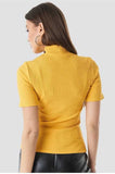 Whitewhale Casual Regular Sleeves Solid Women Yellow Top