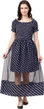 Whitewhale Women Fit and Flare Dark Blue Dress