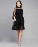 Whitewhale Women Fit and Flare Black Dress
