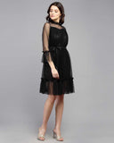 Whitewhale Women Fit and Flare Black Dress